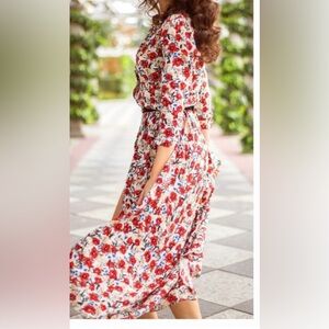 Zara Red and Pink Wrap Buttoned Sundress